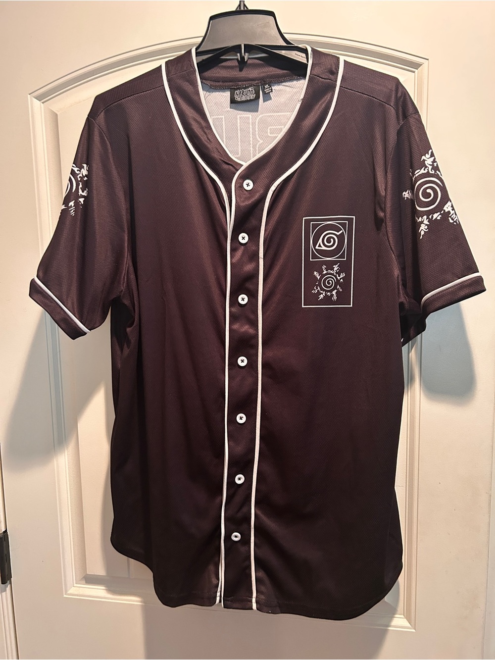 Men's Black Athletic Baseball Jersey with White Trim